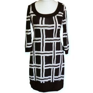 TIANA B. BLACK & WHITE DRESS SZ.L EUC.
